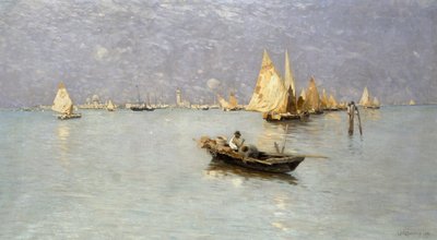 Venedik lagününde yelkenli tekneler by Guglielmo Ciardi