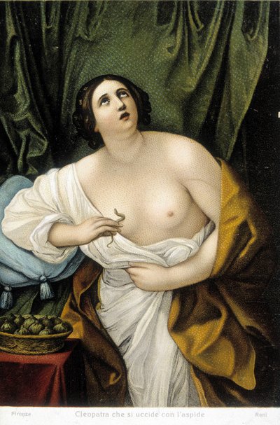 Kleopatra, bir jöle (yılan) tarafından ısırılarak intihar etti. by Guido (after) Reni