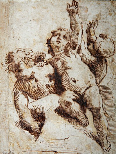 Cherubs, c.1620 (kağıt üzerine kurşun kalem) by Guido (attr. to) Reni