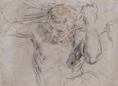 Bir Satyr Kaldırma Perdesi ve Sol Elinin Yardımcı Çalışması by Guido Reni