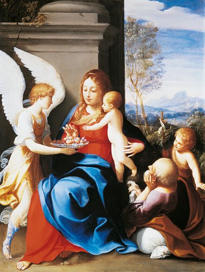 Meleklerin hizmet ettiği Kutsal Aile, Guido Reni (1575-1642) by Guido Reni