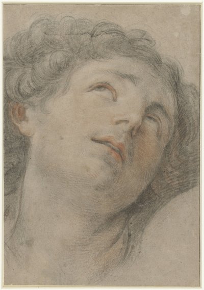 Saint Sebastian'ın başı, yukarı bakıyor by Guido Reni