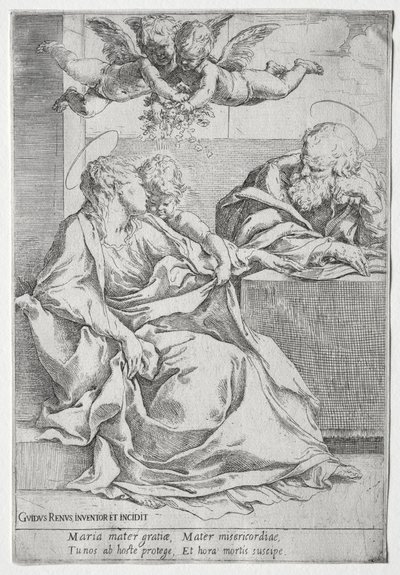 İki Melekli Kutsal Aile by Guido Reni