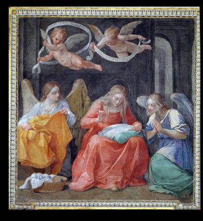 'Cappella dell'Annunciata'dan Bakire Dikiş, (Müjde Şapeli) 1610 by Guido Reni