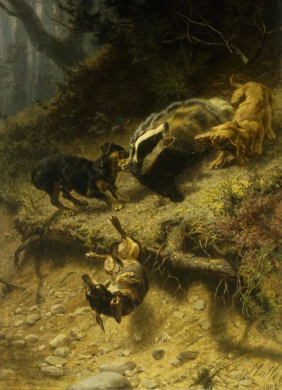 Porsuk Üzerinde Dachshunds, 1882 by Guido von Maffei