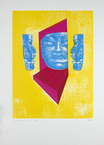 Görünmez Oda nº6, 2. Baskı, 2019 (tahta baskı ve serigrafi) by Guilherme Pontes