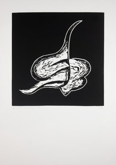Uzanma, 2019 (linocut) by Guilherme Pontes