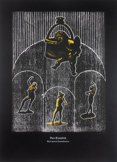 Dans Eden Şarkı, Böyle Buyurdu Zerdüşt, 2024 (Ağaç Baskı ve Serigrafi) by Guilherme Pontes