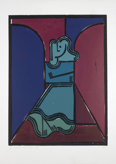 Kemerler Altındaki Kadın, 2019 (linocut) by Guilherme Pontes