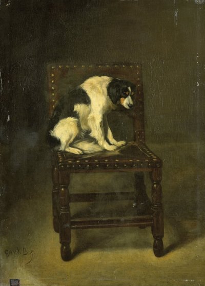 Sandalyede Bir Köpek by Guillaume Anne van der Brugghen