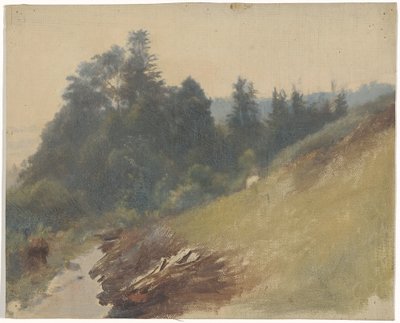 Çam ağaçları ile dağ yamacı by Guillaume Anne van der Brugghen