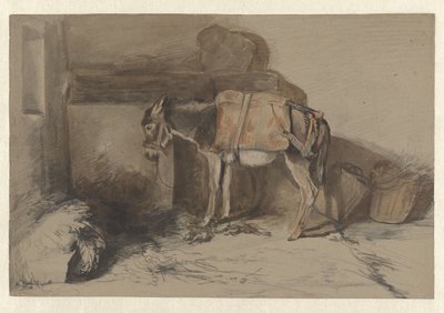 Ahırda eşek by Guillaume Anne van der Brugghen