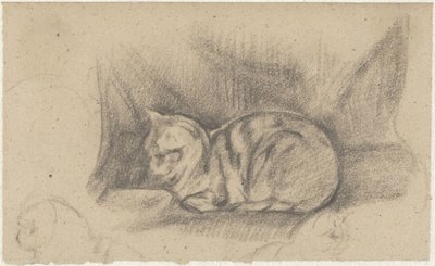 Solda yatan kedi by Guillaume Anne van der Brugghen
