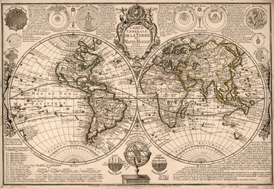 Carte generale de la terre - ou mappe monde auec les quatre principau  sistemes  les figures des sept planetes le tout selon les nouvelles obsseruations. LOC 2017585685 by Guillaume Danet