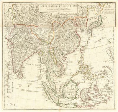 1705 haritası - Hindistan ve Çin Haritası by Guillaume Delisle