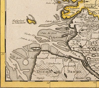 Danimarka haritasından Heligoland detayı, 1730 by Guillaume Delisle