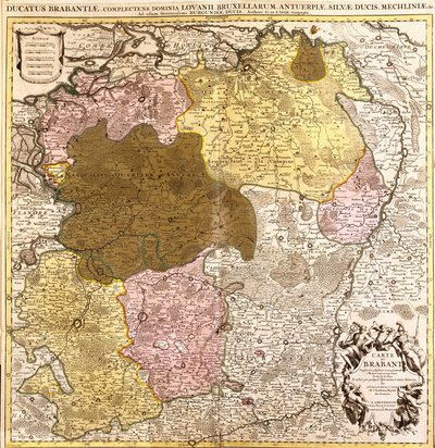 Brabant Haritası (Belçika ve Hollanda)(gravür by Guillaume Delisle