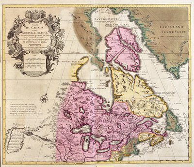 Kanada ve Grönland Haritası (gravür by Guillaume Delisle
