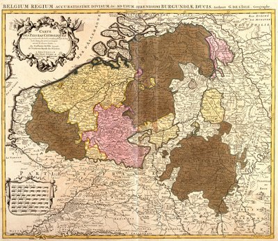 Katolik Hollanda Haritası (Belçika ve Lüksemburg) (gravür by Guillaume Delisle