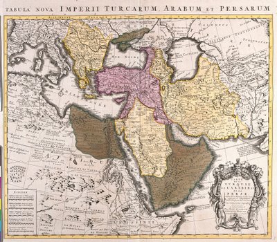 Ortadoğu Haritası: Türk İmparatorluğu, İran ve Arap Yarımadası (gravür by Guillaume Delisle