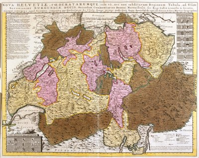 Map of the Swiss federation (etching by Guillaume Delisle