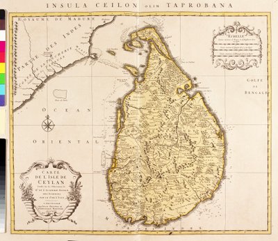 Seylan adasının haritası (Sri Lanka) (gravür by Guillaume Delisle