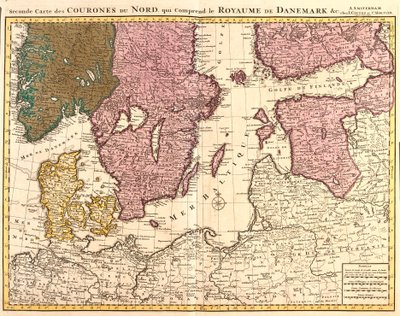 Kuzey krallıklarının haritası (Danimarka, İsveç, Norveç ve Finlandiya) (gravür by Guillaume Delisle