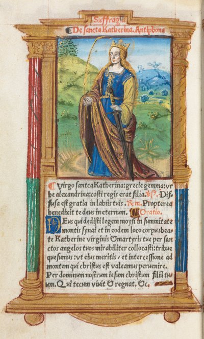 Basılı Saat Kitabı (Roma Kullanımı): fol. 109v, Aziz Catherine by Guillaume Le Rouge