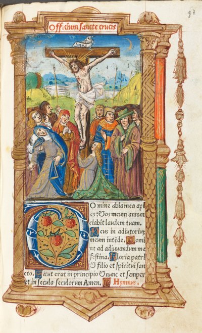 Basılı Saat Kitabı (Roma Kullanımı): fol. 55r, Çarmıha Gerilme by Guillaume Le Rouge