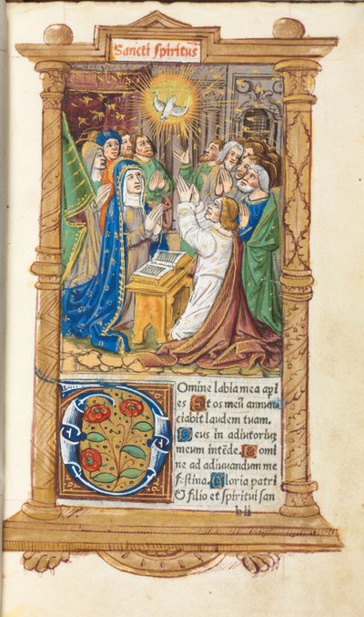 Basılı Saat Kitabı (Roma Kullanımı): fol. 58r, Pentekost by Guillaume Le Rouge