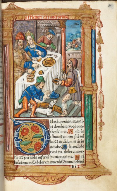 Basılı Saat Kitabı (Roma Kullanımı): fol. 73r, Lazarus by Guillaume Le Rouge