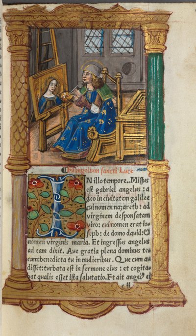 Roma Kullanım Saatleri Basılı Kitap: fol.18r, St. Luke, 1510. by Guillaume Le Rouge
