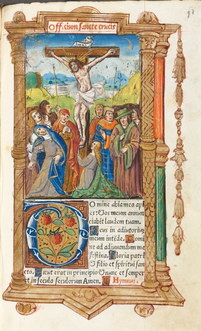 Basılı Saatler Kitabı Roma Kullanımı: fol. 55r, Çarmıha Gerilme, 1510. by Guillaume Le Rouge