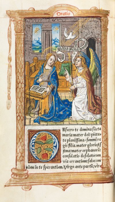 Roma Kullanım Saatleri Basılı Kitap: fol. 60v, Müjde, 1510. by Guillaume Le Rouge