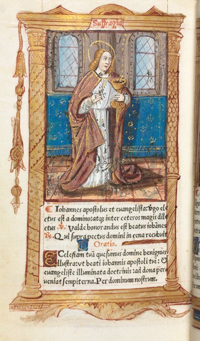 Basılı Saatler Kitabı Roma Kullanımı: fol. 98v, Aziz John the Evangelist, 1510. by Guillaume Le Rouge