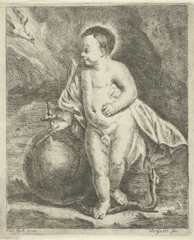 Küre ve yılan ile İsa çocuk by Guillaume Pierre Mensaert