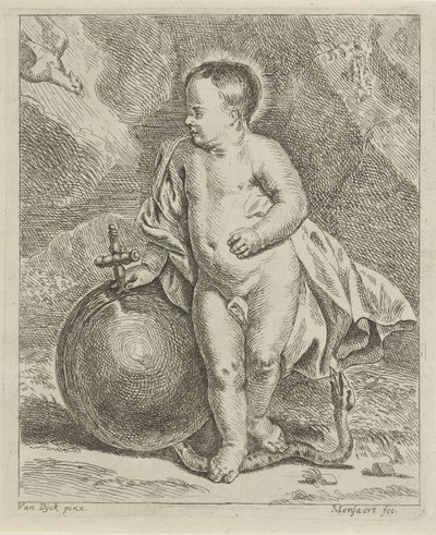 Küre ve yılan ile İsa çocuk by Guillaume Pierre Mensaert