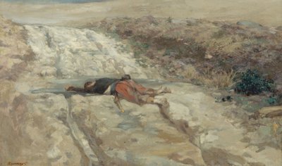 1870 savaşından bir sahne: savaş alanında ölü asker, yaklaşık 1870 (tuval üzerine yağlıboya) by Guillaume Regamey
