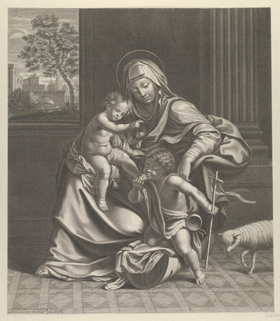Kucağında bebek İsa ile oturan Bakire..., yakl. 1650-1704. by Guillaume Vallet