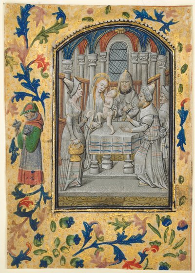 Saatler Kitabından Bir Yaprak: Ziyaret, c. 1470-1480. by Guillaume Vrelant