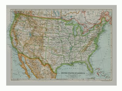 Amerika Birleşik Devletleri Haritası, c1910 by Gull Engraving Company