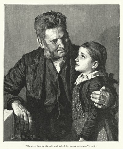 "Onu yanına çekti ve ona birçok soru sordu" (gravür) by Gunning (after) King