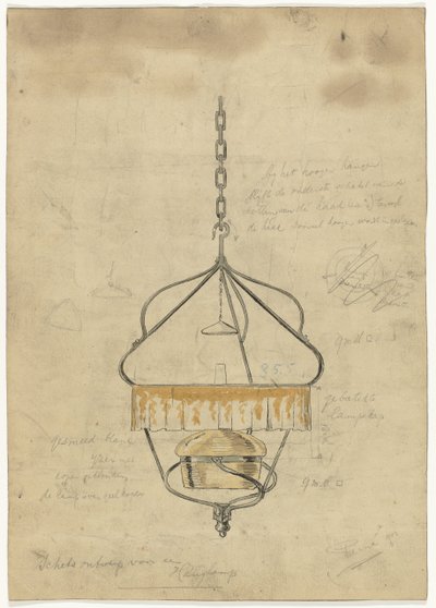 Sarkıt lamba tasarımı by Gust van de Wall Perné (signed by artist)