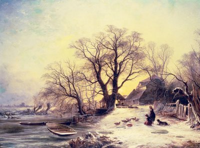 Kışın bir kulübenin dışındaki rakamlar by Gustaf Fredrik Rydberg