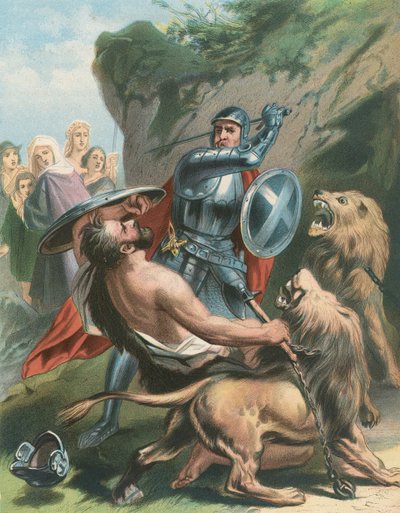 Dev Grim ve Aslanlar ile Büyük Kalp Savaşı by Gustav Bartsch