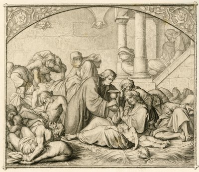 Wittenberg'de haşere hastaları olan Luther by Gustav Ferdinand Leopold Konig