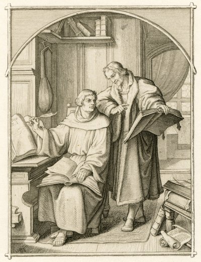 Martin Luther ve Philipp Melanchthon (Philippe, Philippus Melanchthon by Gustav Ferdinand Leopold Konig