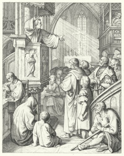 Martin Luther vaaz verirken (gravür) by Gustav Ferdinand Leopold Konig