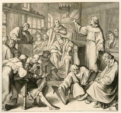 Martin Luther, Dr. Johannes Eck (Johann Maier von Eck) (1486-1543), Luther'in yanında Philipp Melanchthon (1497-1560) ve Karlstadt (Andreas Rudolf Bodenstein von Karlstadt) by Gustav Ferdinand Leopold Konig