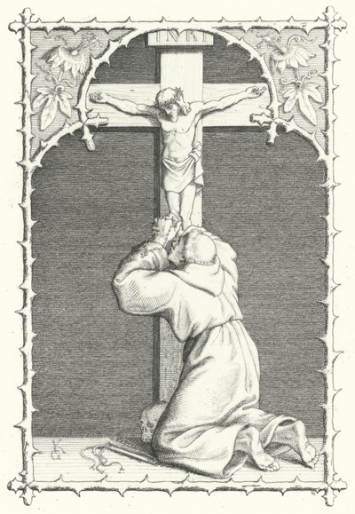 Martin Luther manevi eziyet içinde (gravür) by Gustav Ferdinand Leopold Konig